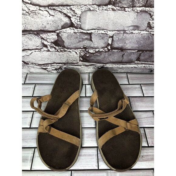 Teva Elzada Pecan Brown Leather Slides Sandals Women Sz 8M US/39EU 1099274 - Picture 3 of 16